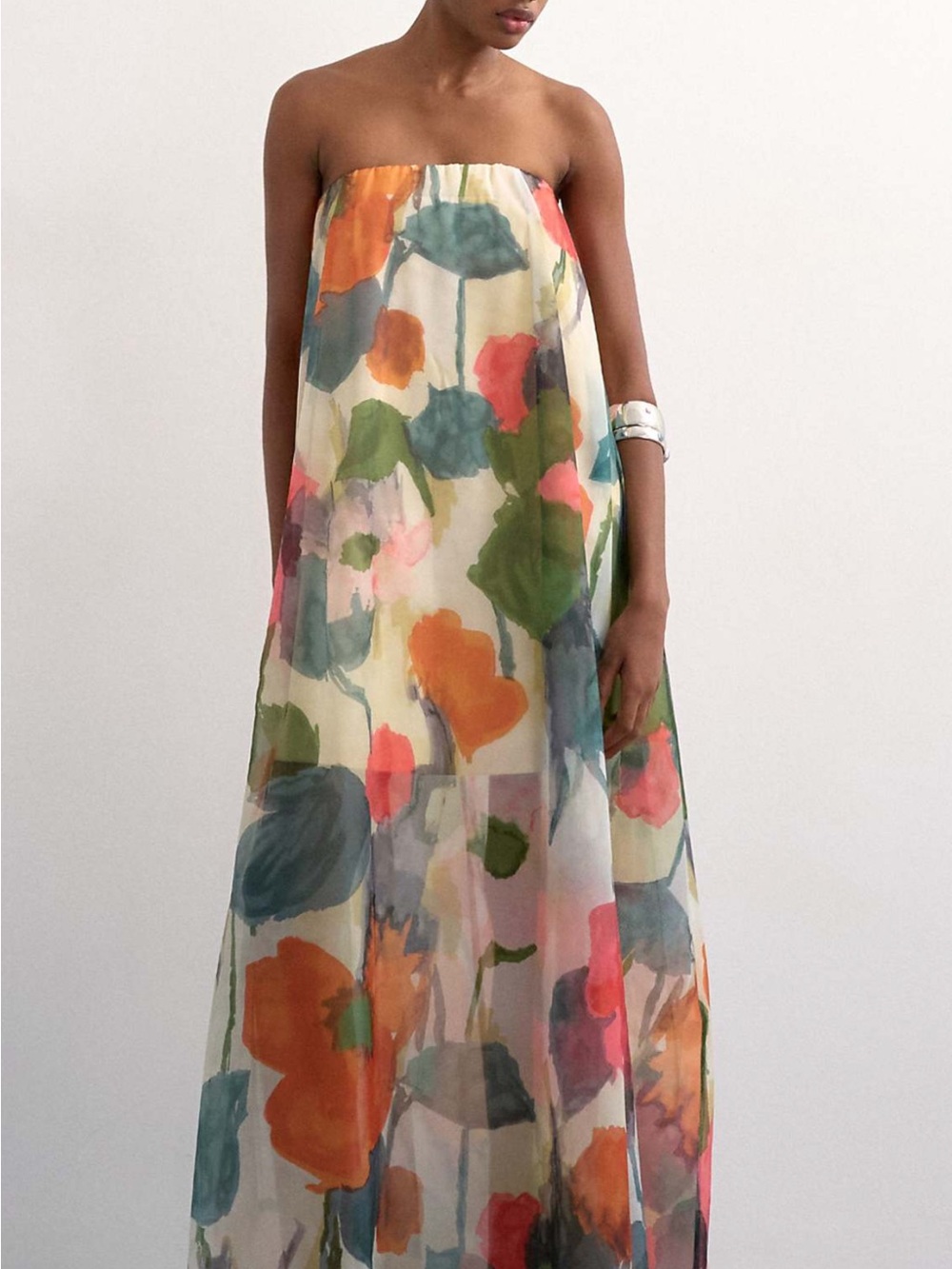 Topshop strapless sheer overlay dress